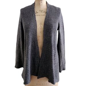 Eileen Fisher Merino Wool Open Front Long Lagenlook Cardigan Small Cozy Sweater
